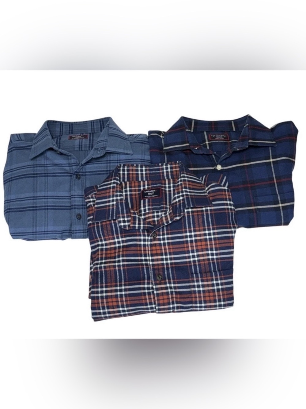 Lot UNTUCKit Flannel Button Up Shirt Men Medium’s Plaid Blue Red 3 Shirts